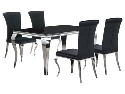 Carone 5-piece 61-inch Rectangular Black Glass Dining Set Black
