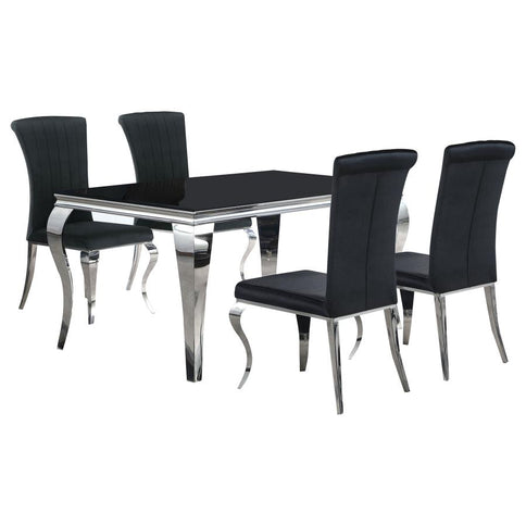 Carone 5-piece 61-inch Rectangular Black Glass Dining Set Black