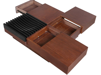 Italian Retro Inspired Acacia Wood Storage Coffee Table - Brown / Black