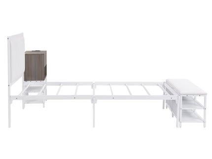 Platform Bed With 2 Tier Storage Shelves, Storage Cabinet