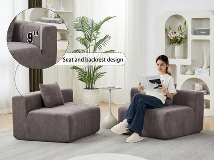 Curved Sectional Sofa With 2 Pillows For Living Room - Gray