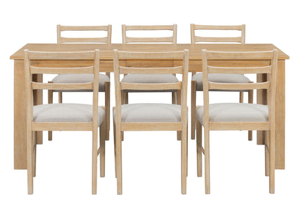7 Piece Dining Set With Extendable Table, 2 Drawers & 6 Upholstered Chairs
