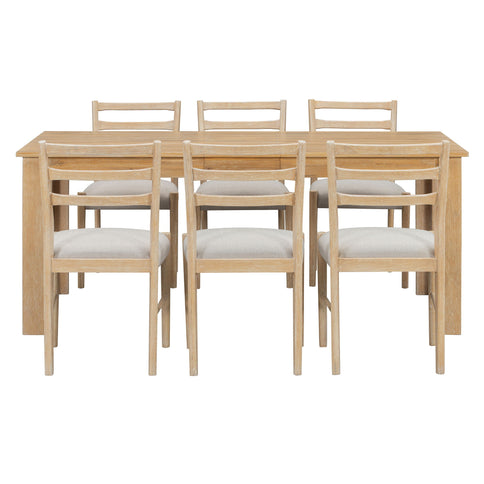 7 Piece Dining Set With Extendable Table, 2 Drawers & 6 Upholstered Chairs