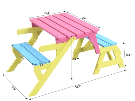 Kids Multi-Functional Arm Chair, Table With 2 Benches All-In-One Set