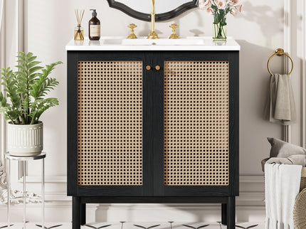 Bathroom Vanity With Soft Closing Mechanism - Black