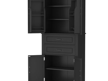 Multi Functional Storage Cabinet With Adjustable Shelves, 2 Drawers, Door Shelves