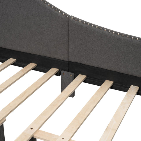 Upholstered Daybed With Headboard And Armrest, Support Legs