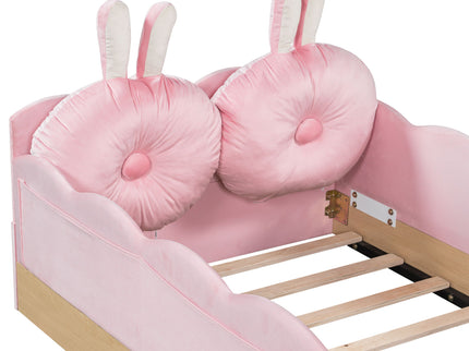 Platform Bed With Animal Pillows And Storage Bags