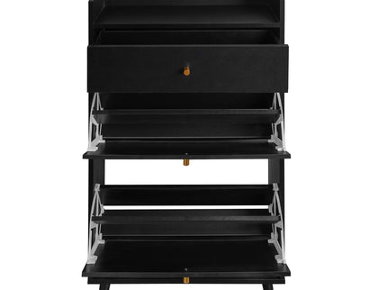 Allen - Rattan 2 Door 1 Drawer Cabinet Shoe Rack For Entrance