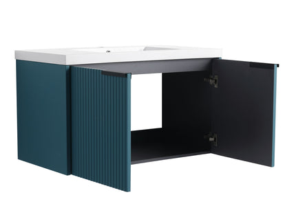 Contemporary Wall Mounted Bathroom Vanity With Resin Double Sink