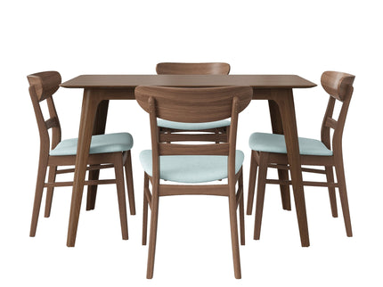 5 Piece Dining Set & 1 Table And 4 Upholstered Chairs - Mint / Walnut