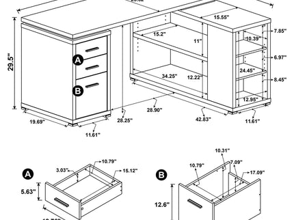 Caelum - L - Shaped Computer Desk With 3 Drawers - Mango Color