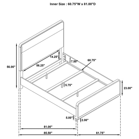 Mirador - Queen Panel Bed With Upholstered Headboard - Light Oak