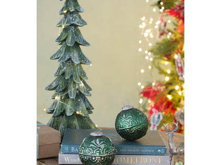 Christmas Ball Ornaments, Glass Decorative Hanging Ball Christmas Tree Ornaments, For Holiday Party Decorations (Set of 6) - Green
