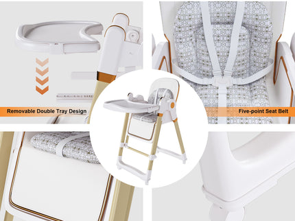 Convertible Baby High Chair To Rocker With 5 Point Harness