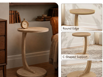 C - Shaped End Table With Sturdy Base