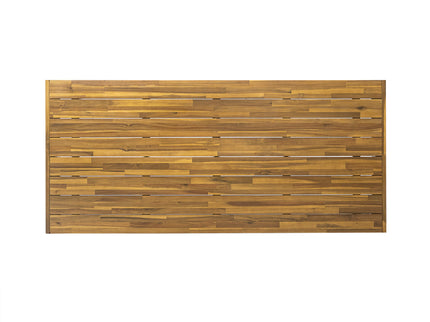 Acacia Wood Patio Dining Table, 69"L Rectangle Outdoor Table - Teak / Black
