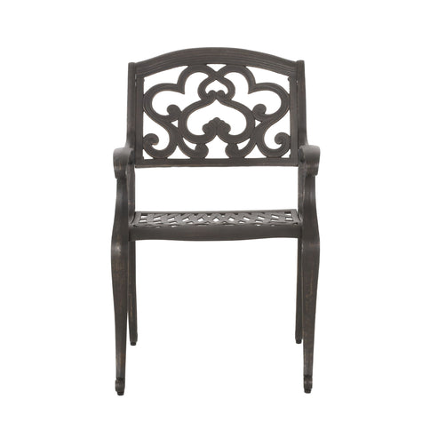 Cast Aluminum Dining Chair With Hand Crafted Details - Copper