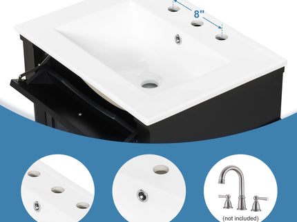 Freestanding Bathroom Vanity With Sink, Adjustable Shelf & Flip Drawer
