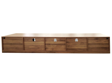 TV Stand, Entertainment Center With Cable Management And Soft Closing Hinges - Walnut