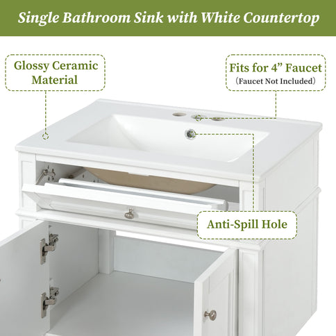 Wall Mounted Bathroom Vanity With Tip Out Drawer And Open Back Design