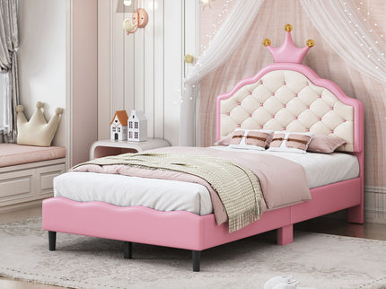 Lovely Crown Fantasy Princess Bed With Tufted Headboard