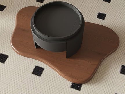 Cloud Coffee Table With 2 Drawers & Multi Layer Storage - Dark Walnut / Matt Black