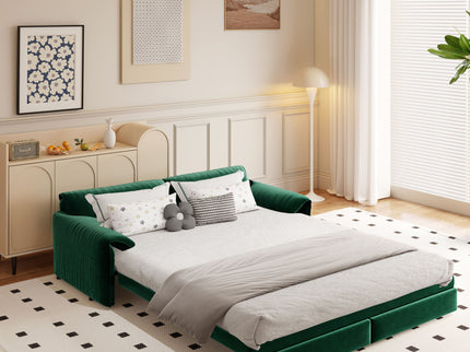 Queen Pull Out Sofa Bed, 3 In 1 Convertible Sleeper Sofa With Side Storage