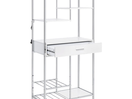 Draper - 5 Shelf LED Wine Cabinet With Pull Out Drawer - Gloss White