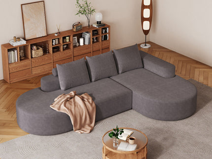 Modern Curved Sofa, L-Shaped Modular Sectional Set With 3 Pillows