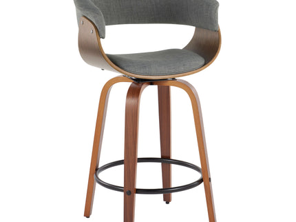 Vintage Mod - Mid Century Modern Fixed Height Counter Stool & Swivel With Round Footrest (Set of 2)
