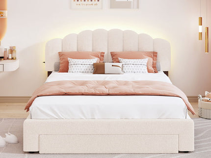 Upholstered Platform Bed With Drawer