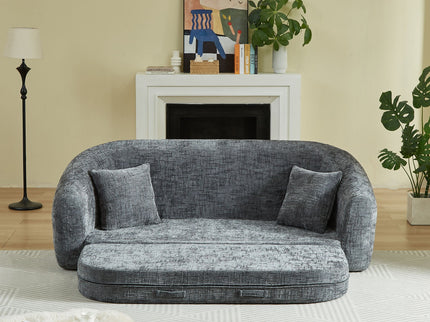 Curved Convertible Sofa, 2 In 1 Fold Out Bed With Pull Out Base And Deep Seat