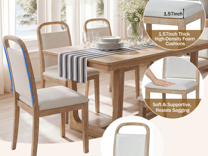 Farmhouse Dining Set With 4 Upholstered Chairs & 1 Bench