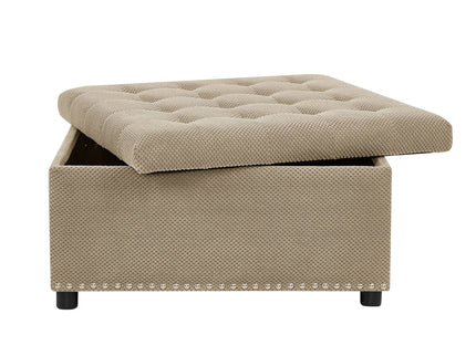 Square Tufted Storage Ottoman With Nailhead Trim