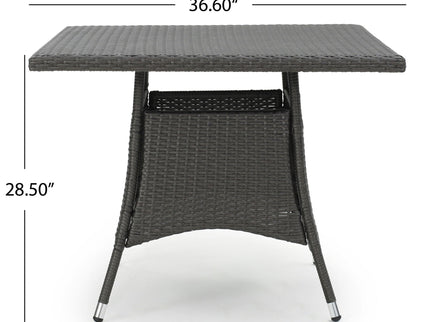 Outdoor Rattan Square Dining Table With 4 Legs - Gray