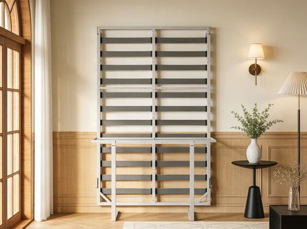 Queen Size Cabinet Wall Bed Mechanism With Desk Panel - Gray