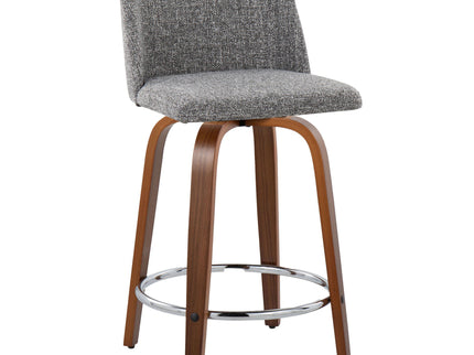 Toriano - Mid Century Modern Fixed Height Counter Stool With Swivel With Round Footrest (Set of 2)