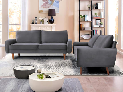 Kent - 2 Piece Sofa & Loveseat Set For Living Room - Gray
