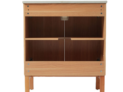 Bathroom Vanity With Sink, Minimalist Design, 45 Degrees Free Handle Doors - Antique Natural