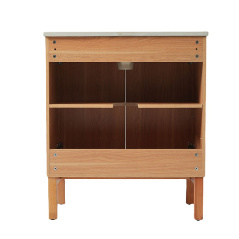 Bathroom Vanity With Sink, Minimalist Design, 45 Degrees Free Handle Doors - Antique Natural