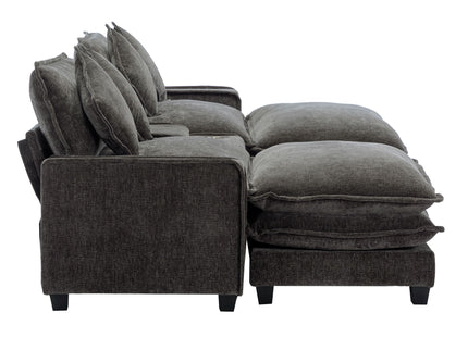 Modern Sectional Sofa With Removable Ottomans, USB Ports