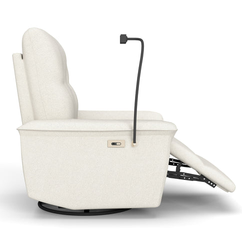 270° Power Swivel Rocker Recliner Chair With Phone Holder, Electric Glider Reclining Sofa With USB Ports For Living Room Bedroom - Beige