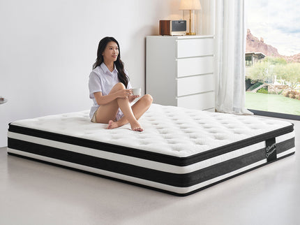 12" Breathable Hybrid Mattress, Memory Foam, Individual Pocket Springs
