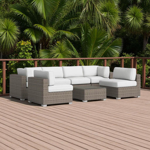Seating Set With Cushions Handcrafted Wicker Design