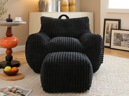 Giant Bean Bag Chair With Armrests And Footstool