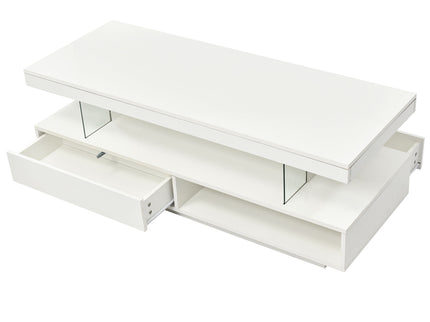 LED Coffee Table With 2 Drawers And Display Shelves