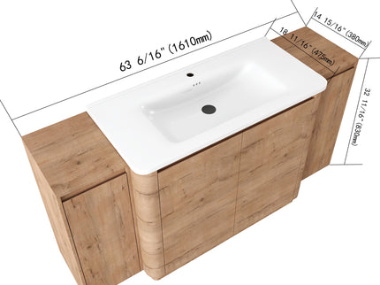 Freestanding Bathroom Vanity With Sink, 2 Small Storage Cabinets, Soft Close Doors