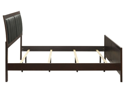 Eastern King Panel Bed With Upholstered Headboard And Footboard - Cappuccino