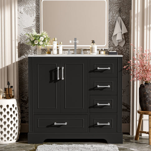 Traditional Bathroom Vanity With Soft Close Doors And Drawers